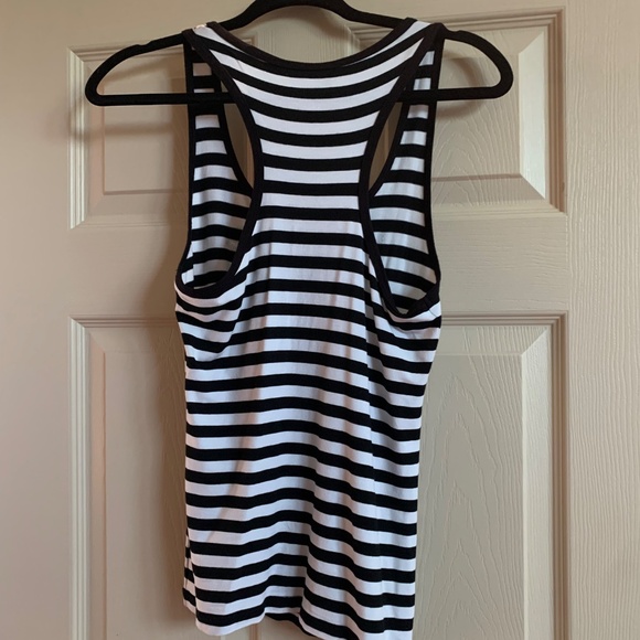 Bebe Black/White Striped Embellished Tank Top sz L - Picture 4 of 5